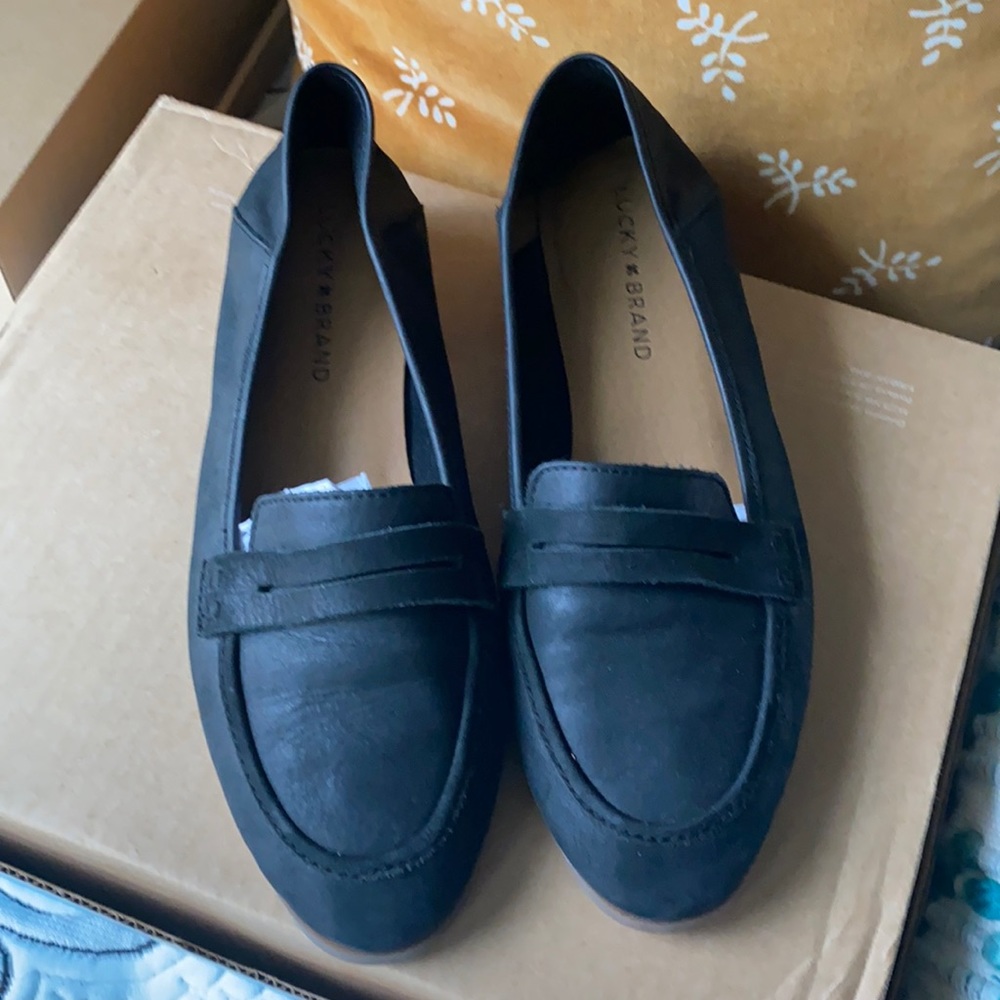 Black Leather Lucky Brand Loafers